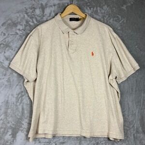 Polo Ralph Lauren Mens Polo Shirt Mens XL Oatmeal Beige Boxy Preppy Old Money